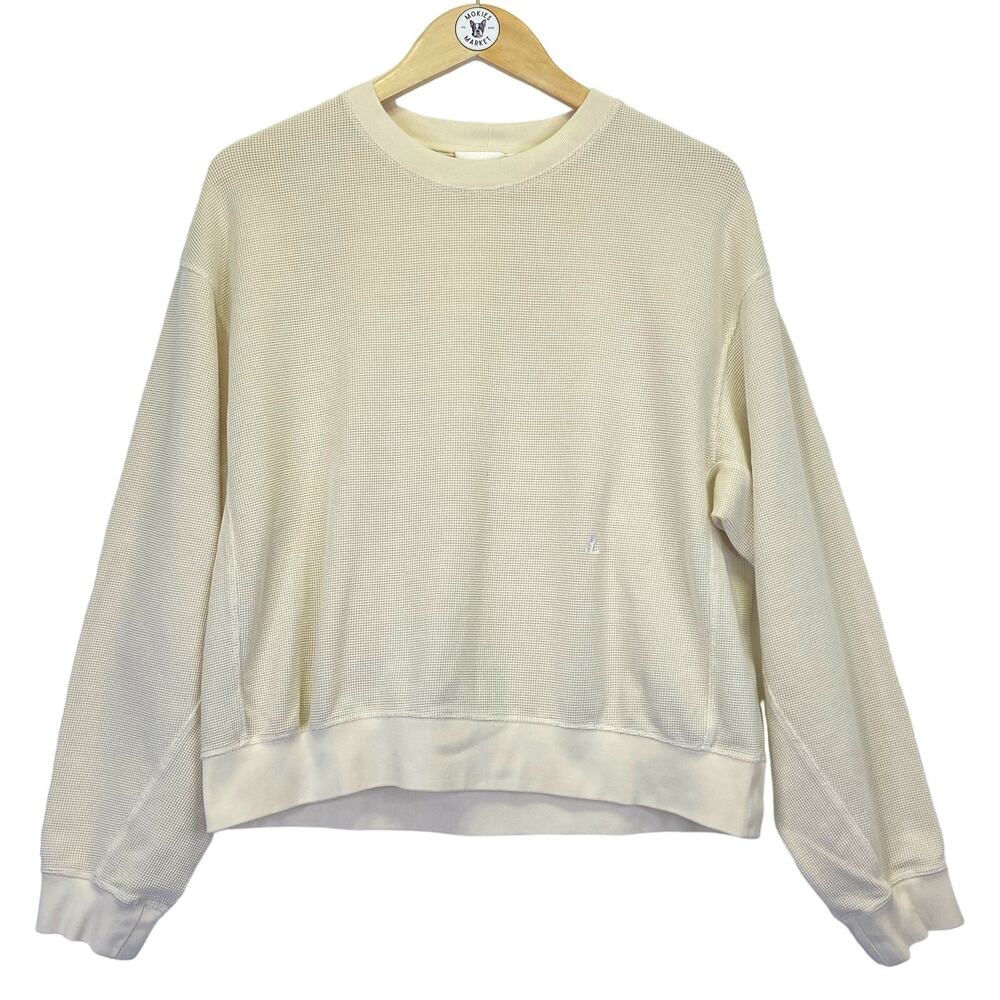 Helmut Lang Cream Waffle Knit Military Sweatshirt Womens Sz M Oversized Neutral